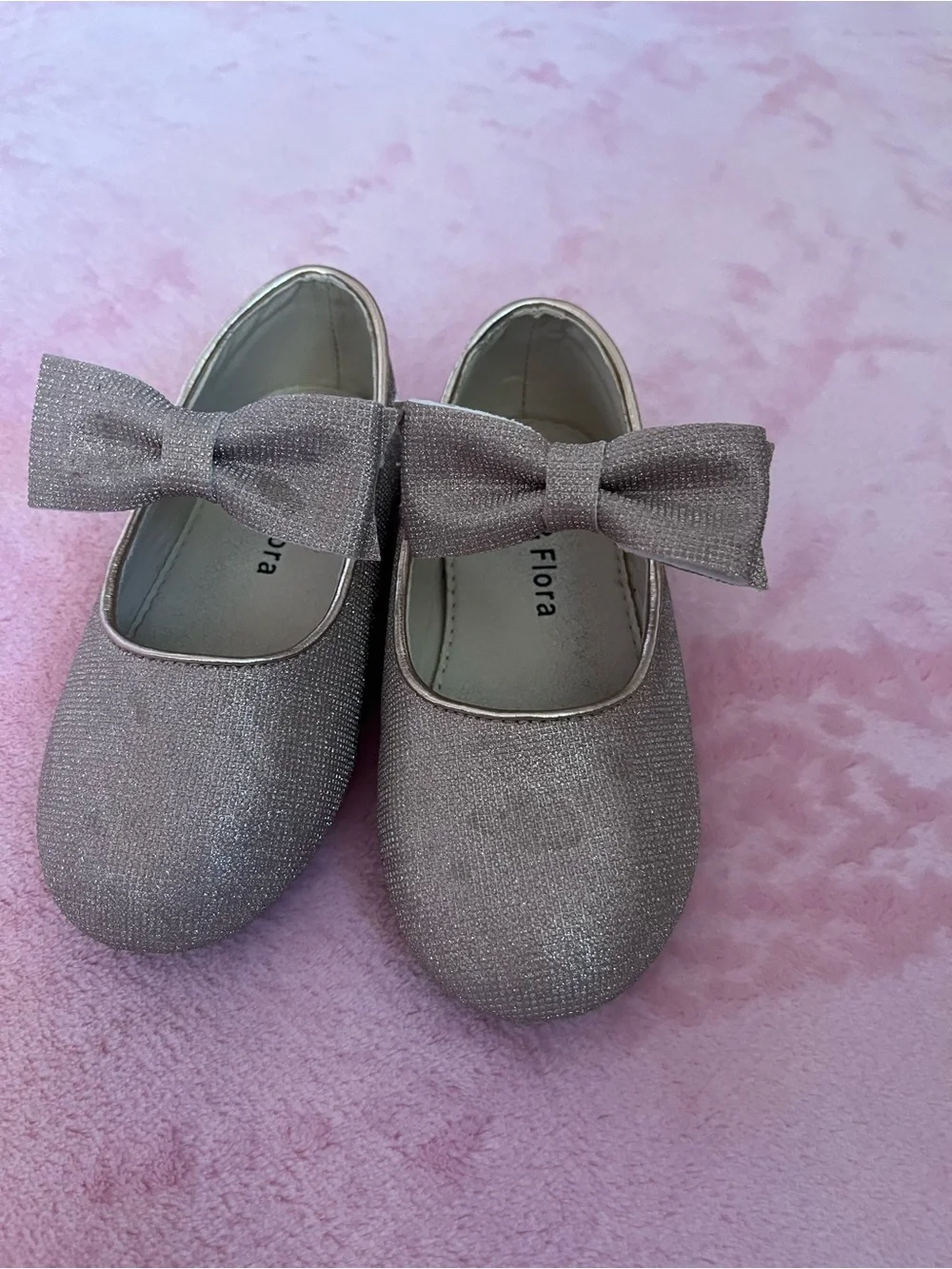 Flora Girls' Shimmer Bow Mary Janes in Rose Gold